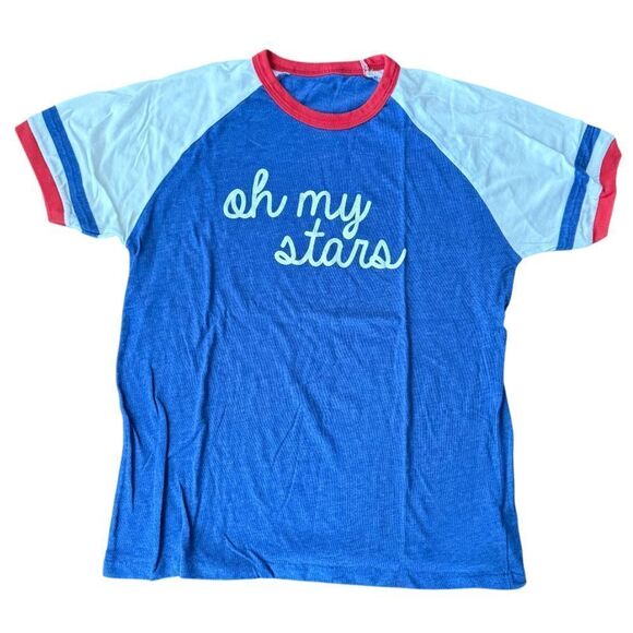 Oh my Stars T Shirt Blue Varsity Stripe Medium - Picture 2 of 5